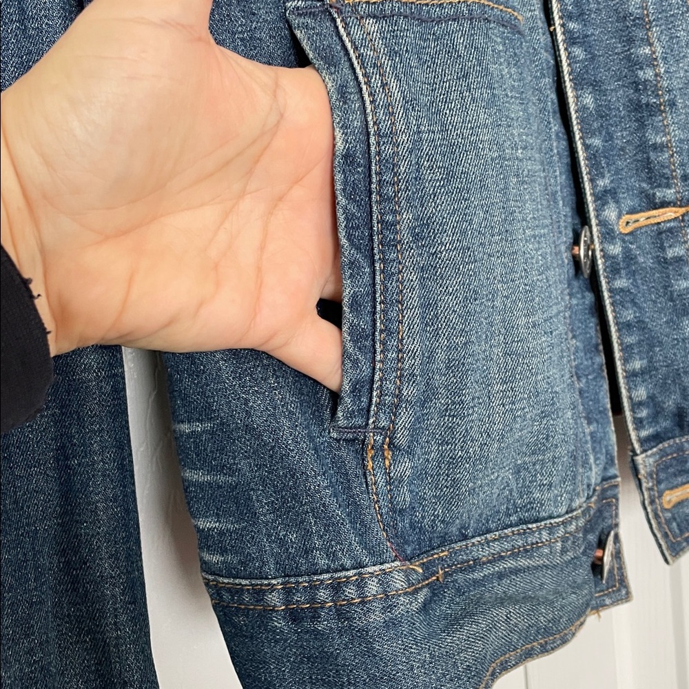 Tommy Hilfiger M Distressed Blue Jean Jacket Metal button closure pockets 2005 - Picture 8 of 16